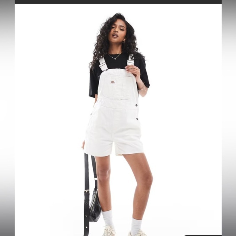 Dickies Relaxed Fit 7” offwhite bib Shortalls overalls romper size XS brand new